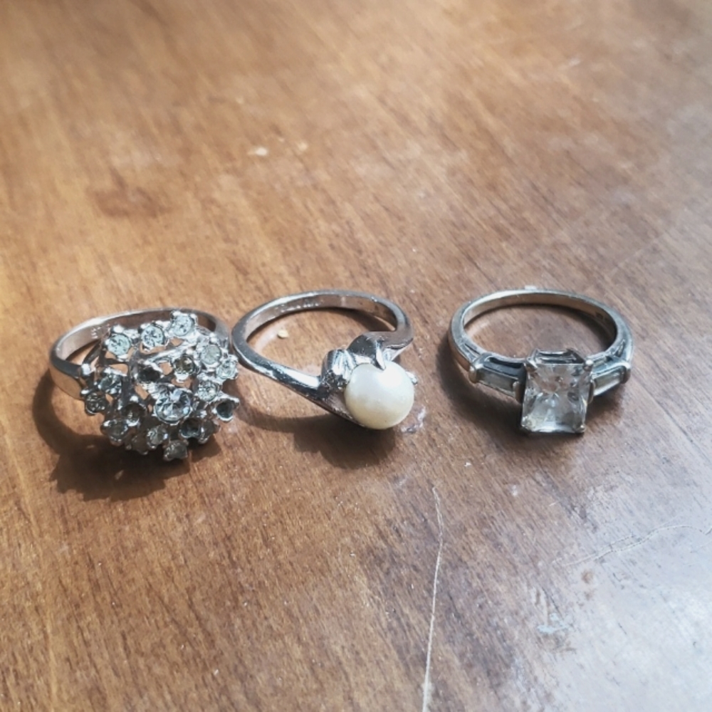 Sterling Silver Costume Ring Bundle - image 1